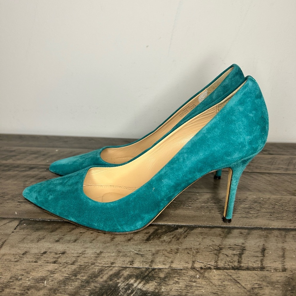 J. Crew Suede Turquoise Heels - Picture 2 of 5